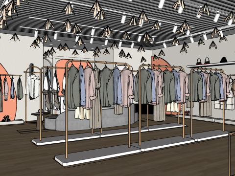 Modern clothing luggage store 3D Model