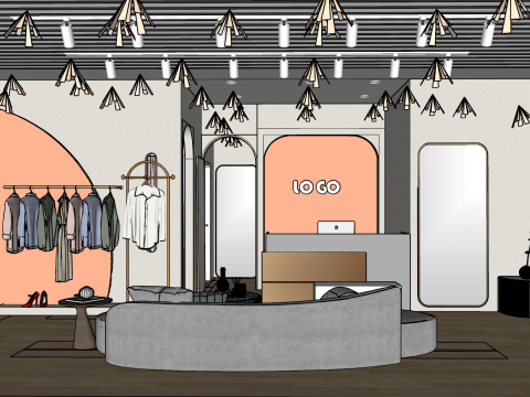 Modern clothing luggage store 3D Model