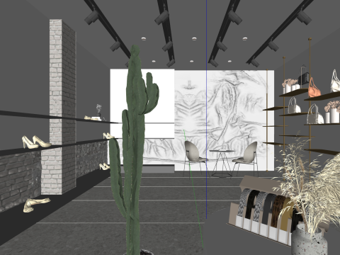 현대적인 신발 및 가방 매장 3D 모델