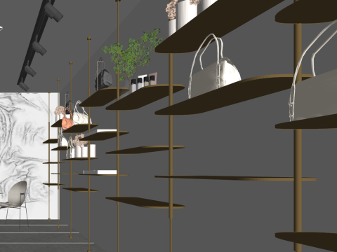 Toko Sepatu dan Tas Modern Model 3D