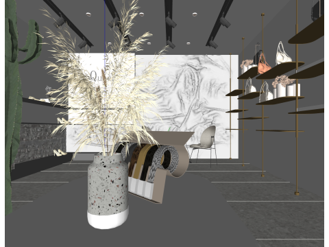 Toko Sepatu dan Tas Modern Model 3D