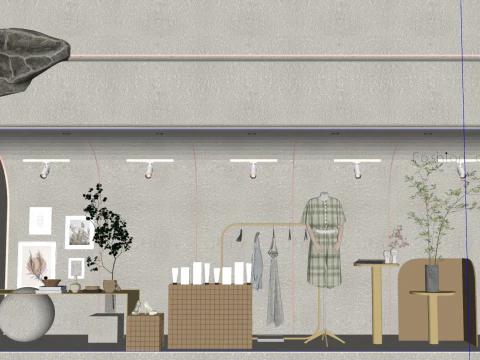 Modern womens clothing and luggage store 3D Model