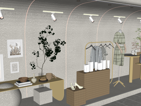 Moderno negozio di abbigliamento e valigeria per donna Modello 3D