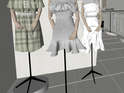 Modern womens clothing store 3D Model