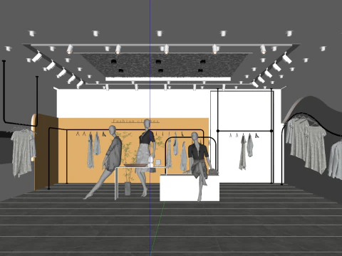 Womens clothing store clothing shelves 3D Model