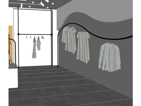 Womens clothing store clothing shelves 3D Model