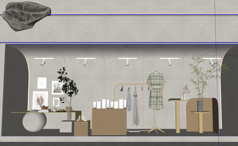 モダンな衣料品店の女性用ウィンドウ 3Dモデル .c4d .max .obj .3ds .fbx .stl .blend 