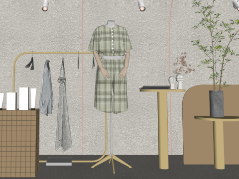 モダンな衣料品店の女性用ウィンドウ 3Dモデル