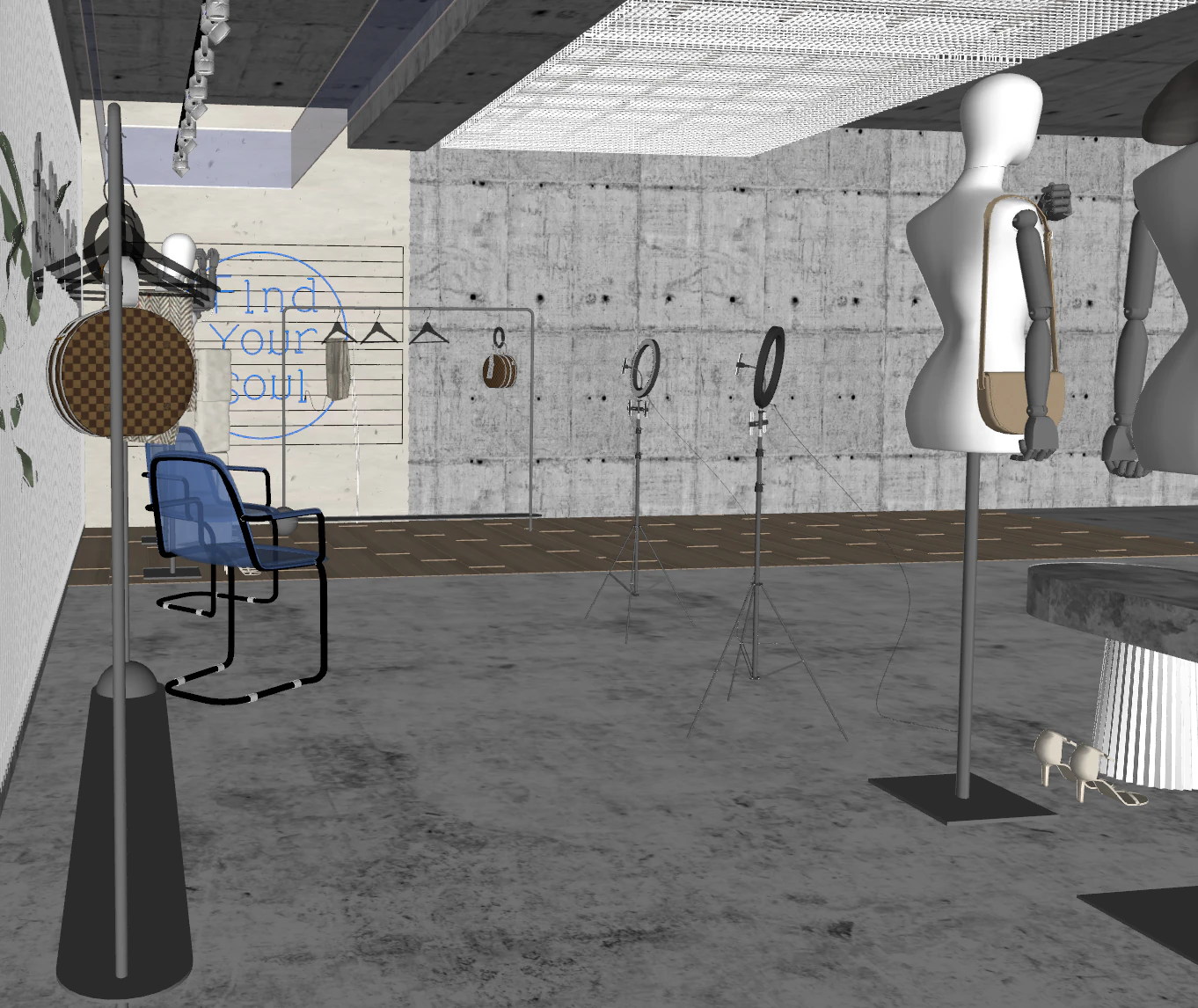 Installation of artistic clothing display 3D Model .c4d .max .obj .3ds .fbx .stl .blend 
