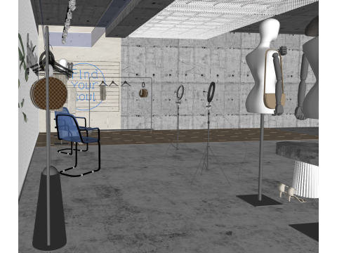 芸術的な衣服の展示の設置 3Dモデル