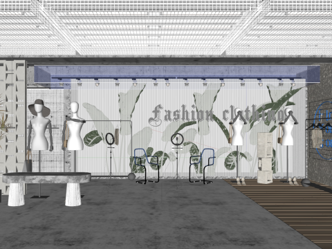 Installation einer Ausstellung künstlerischer Kleidung 3D Modell