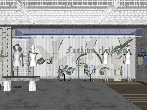 Installation of artistic clothing display 3D Model