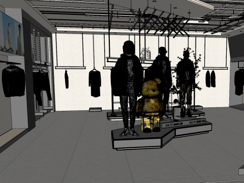 Nieuw modernistisch kledingwinkelplan 3D Model