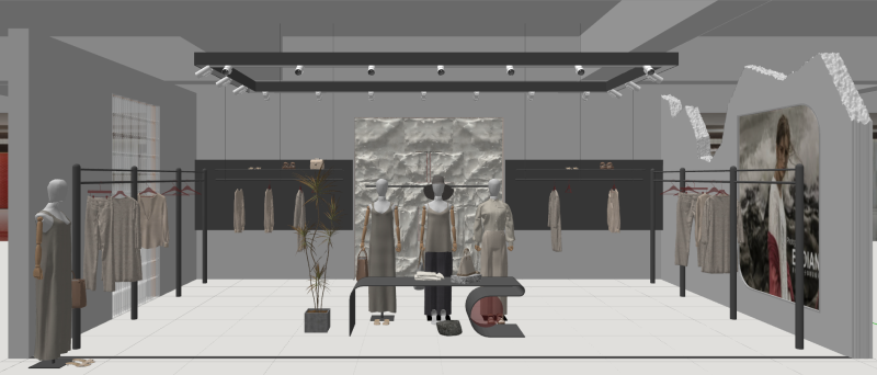 Plan de tienda de moda simple y moderno. Modelo 3D .c4d .max .obj .3ds .fbx .stl .blend 