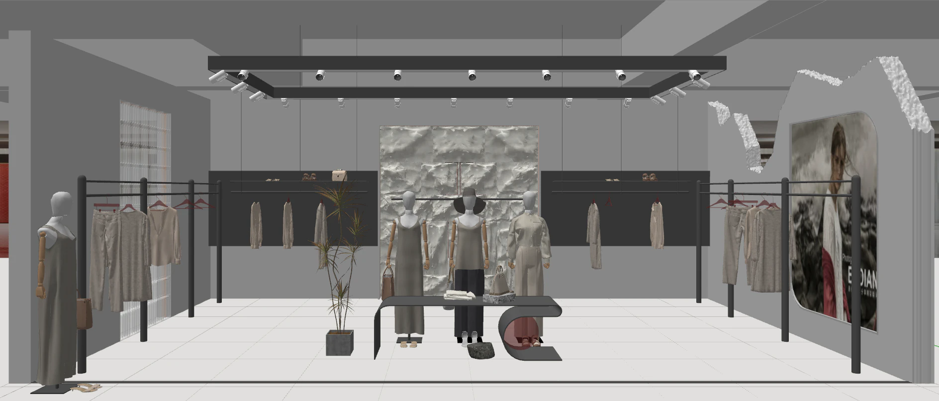 Modern simple fashion store plan 3D Model .c4d .max .obj .3ds .fbx .stl .blend