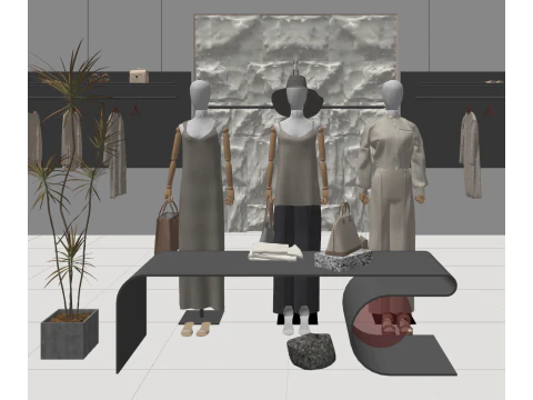 Modern simple fashion store plan 3D Model