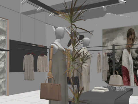 Modern simple fashion store plan 3D Model
