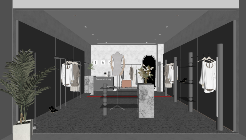 Clothing and leather goods under minimalist architecture 3D Model .c4d .max .obj .3ds .fbx .stl .blend