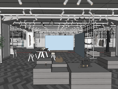 Giyim ve Bagaj için Stereoskopik Sergi Entegre Alanı 3D Model