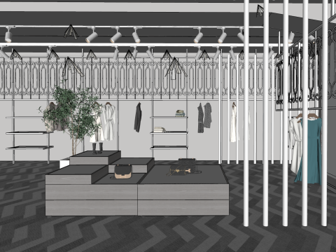 Giyim ve Bagaj için Stereoskopik Sergi Entegre Alanı 3D Model