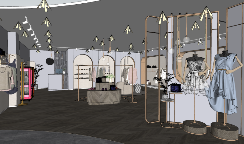 ब्रांड वस्त्र चमड़ा फ्लैगशिप स्टोर अवधारणा 3D मॉडल .c4d .max .obj .3ds .fbx .stl .blend
