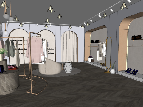 ब्रांड वस्त्र चमड़ा फ्लैगशिप स्टोर अवधारणा 3D मॉडल