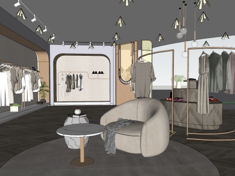 ब्रांड वस्त्र चमड़ा फ्लैगशिप स्टोर अवधारणा 3D मॉडल
