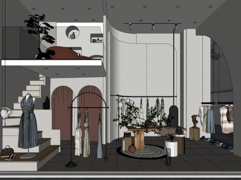 Urban clothing and luggage store 3D Model