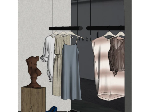Urban clothing and luggage store 3D Model