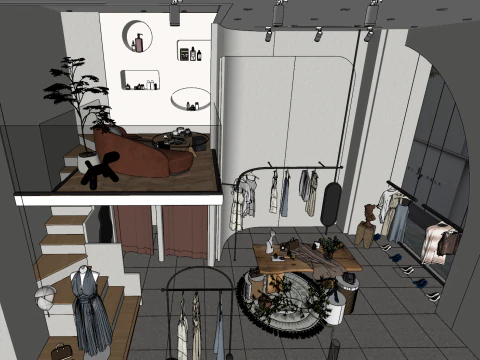 Urban clothing and luggage store 3D Model