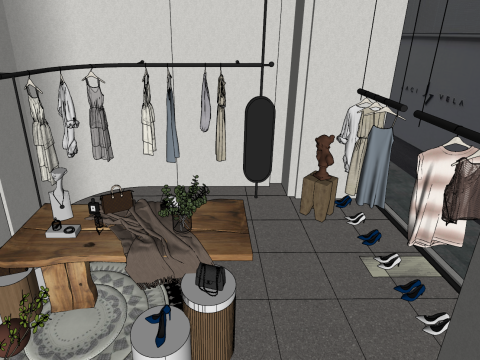 Міський магазин одягу та багажу 3D Модель