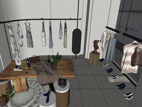 Urban clothing and luggage store 3D Model