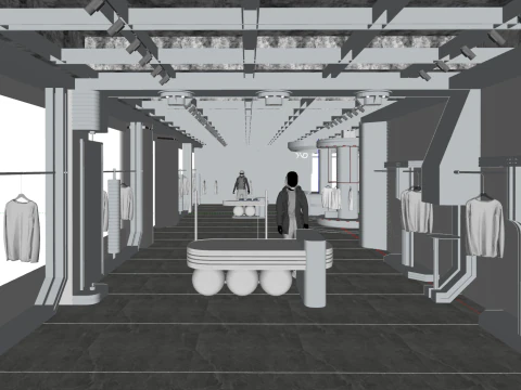 Modern Fashion Clothing and Accessories Collection Store 3D Model