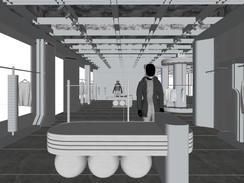 Modern Fashion Clothing and Accessories Collection Store 3D Model