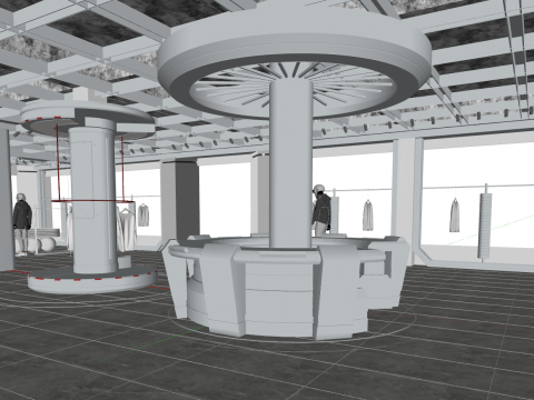 Tienda de colección de ropa y accesorios de moda moderna. Modelo 3D