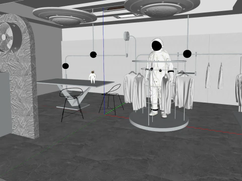 Modern Clothing and Luggage Buying Shop Plan 3D Model