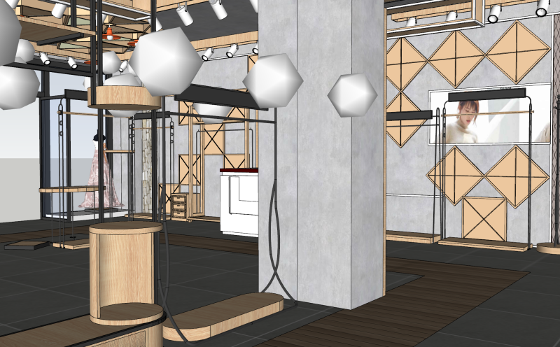 Progettazione SketchUp del negozio di raccolta di abbigliamento e valigeria Modello 3D .c4d .max .obj .3ds .fbx .stl .blend 