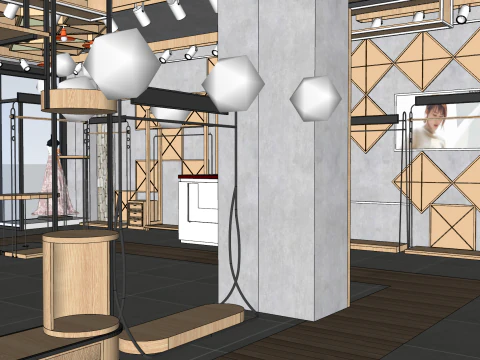 Clothing and luggage collection store SketchUp design 3D Model