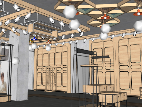 Progettazione SketchUp del negozio di raccolta di abbigliamento e valigeria Modello 3D