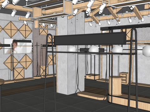 Progettazione SketchUp del negozio di raccolta di abbigliamento e valigeria Modello 3D