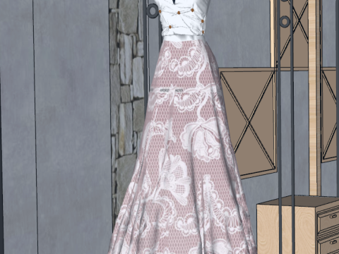 Progettazione SketchUp del negozio di raccolta di abbigliamento e valigeria Modello 3D