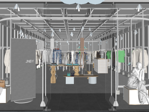 Шаблон магазина одежды и багажа SketchUp 3D Модель