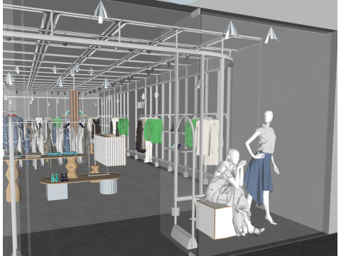 SketchUp clothing and luggage store template 3D Model