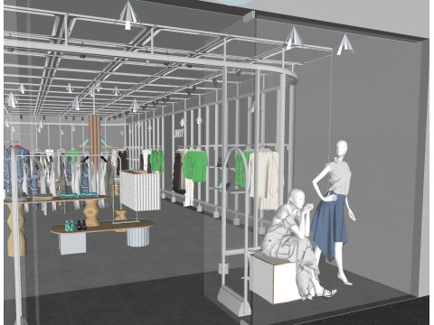 SketchUp clothing and luggage store template 3D Model