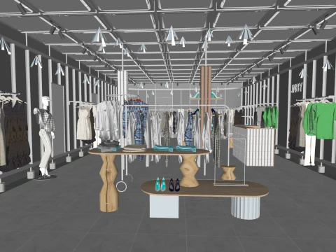 SketchUp clothing and luggage store template 3D Model