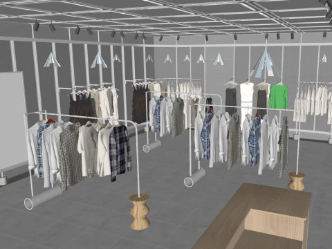 SketchUp clothing and luggage store template 3D Model