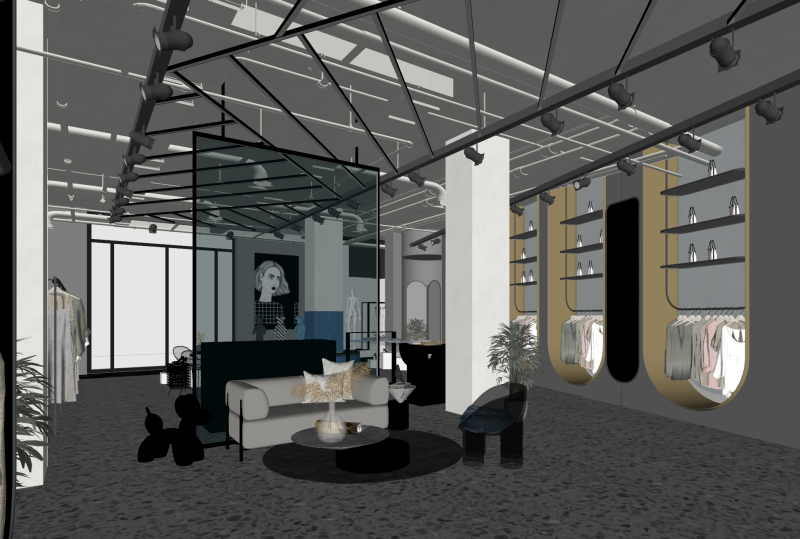 SU服装箱包集合店设计方案 3D 模型 .c4d .max .obj .3ds .fbx .stl .blend 