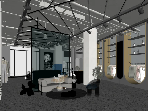 SU design plan for clothing and luggage collection store 3D Model