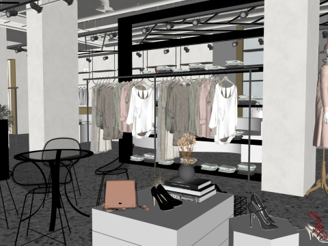 SU服装箱包集合店设计方案 3D 模型