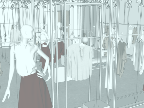 बुटीक स्टोर्स के लिए यूनिवर्सल एसयू मॉडल-कपड़े के बैग और सहायक उपकरण व्यवसाय प्रकारों के लिए अनुकूल 3D मॉडल